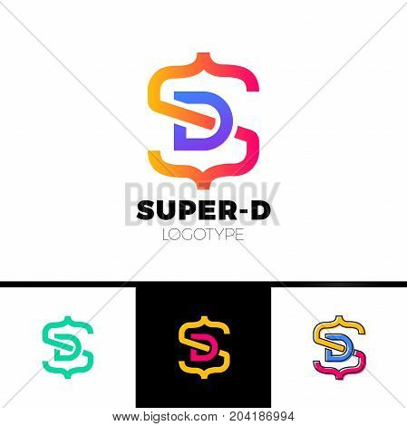 Letter S And D Monogram Square Shape Logo With Code Brackets