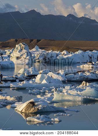 Icebergs in Jokulsarlon glacier lagoon on the south coast of Iceland