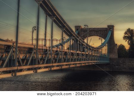 Panoramic view of Grunwaldzki Bridge (Most Grunwaldzki) in Wroclaw Poland