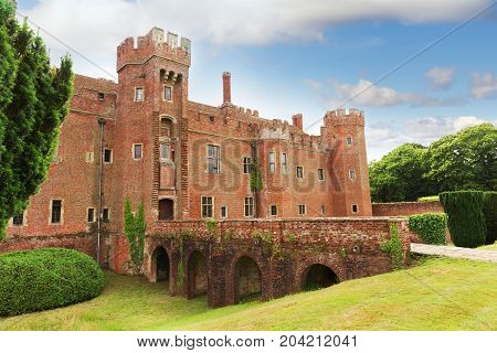 Brick Herstmonceux castle in England East Sussex 15th century Uk