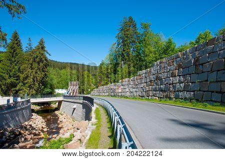 Road in town of Schierke in Germany