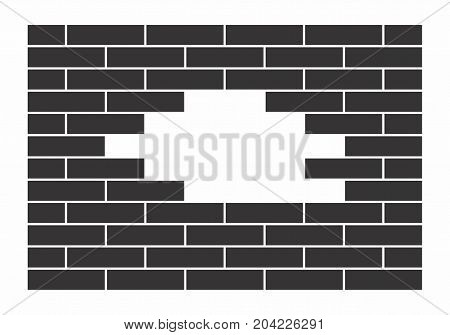 Black wall with some missing bricks. Vector illustration.