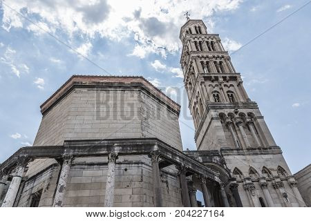 Cathedral of St. Duje and the old city in the city of Split. Croatia.