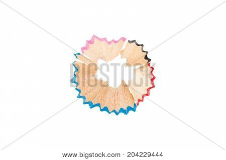Circle of sawdust colored pencil in the middle