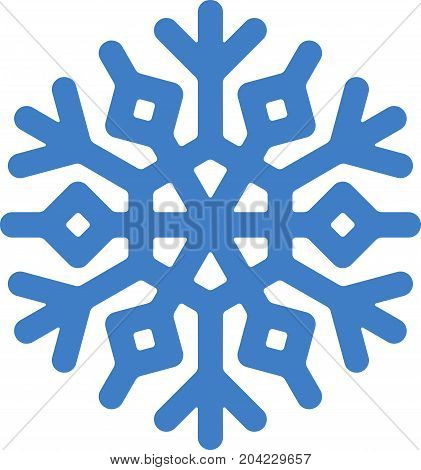 Blue Vector Snowflake. Simple Stylish Icon Design With Rounded Corner.