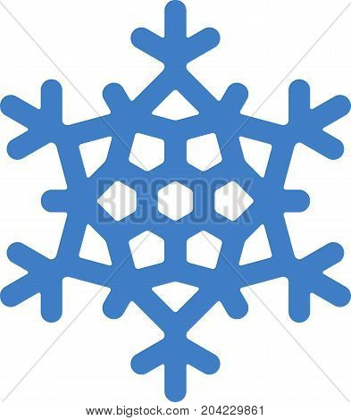 Blue Vector Snowflake. Simple Stylish Icon Design With Rounded Corner.