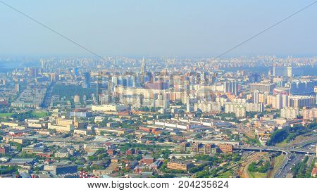 panorama of Moscow from the height of a skyscraper in Moscow-City
