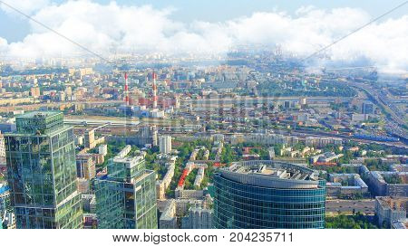 panorama of Moscow from the height of a skyscraper in Moscow-City