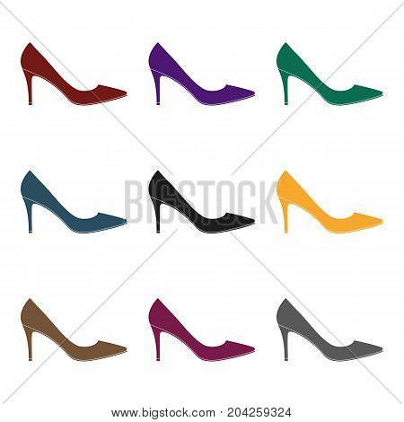 Black womens highheeled shoes exit in a dress.Different shoes single icon in black style vector symbol stock web illustration.