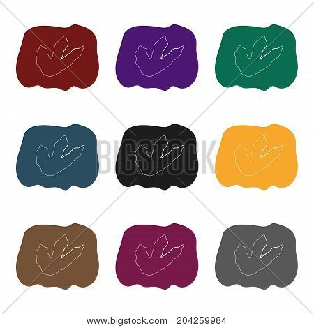 Rock with dinosaur footprint icon in black design isolated on white background. Dinosaurs and prehistoric symbol stock vector illustration.