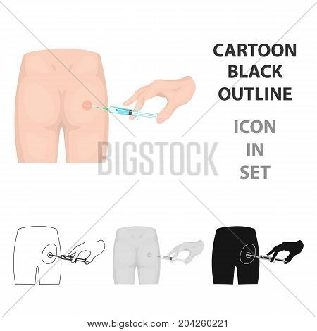 Intramuscular injection into the buttock with a syringe. Medicine single icon in cartoon style vector symbol stock illustration .