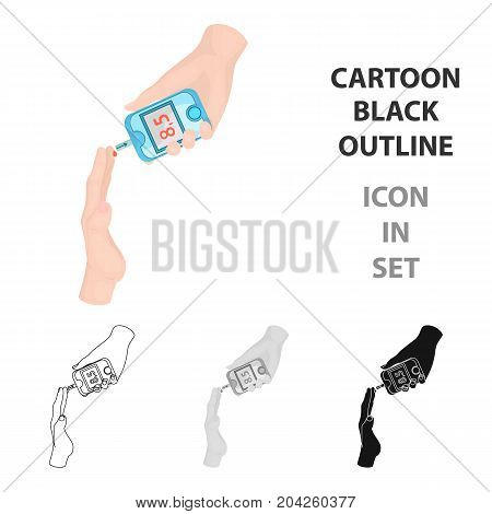 Measuring the level of sugar in the blood of a person with a Glucometer. Medicine single icon in cartoon style vector symbol stock illustration .