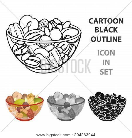 A mixture of different kinds of nuts. Different nuts single icon in cartoon style vector symbol stock illustration .