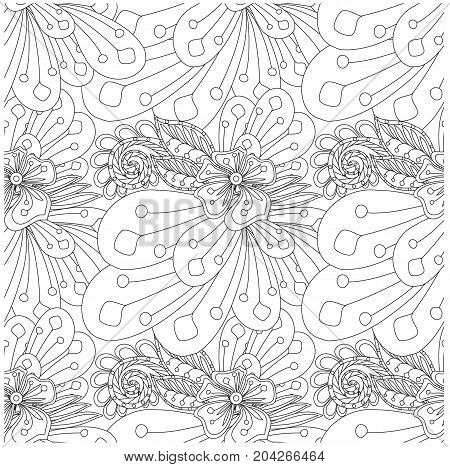 Seamless floral monochrome pattern stock vector illustration