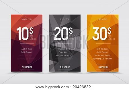 Emplate Of Vector Price Tables For A Web Site.