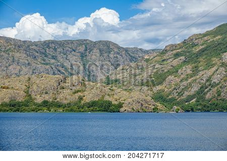 View of Sanabria lake with Tera river canyon in the background, Spain