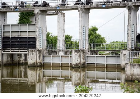 close up old dam in country Thailand