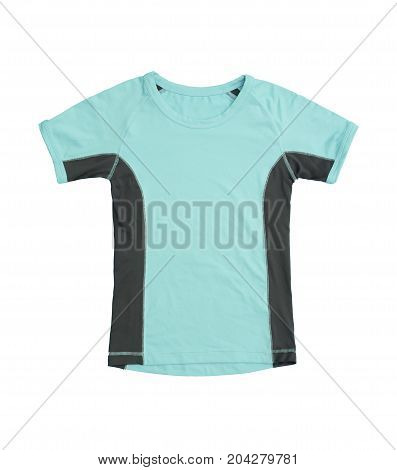 Turquoise And Gray Hiking Sports T-shirt, Isolated On White Background