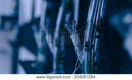 Glass Bongs For Smoking Weed Close-up Soft Focus. Smoking Accessories Marijuana
