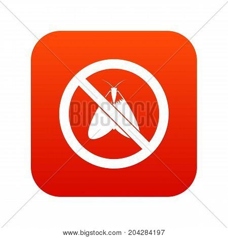 No moth sign icon digital red for any design isolated on white vector illustration