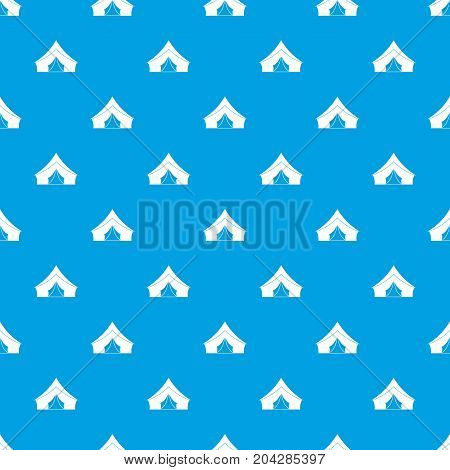 Tent with a triangular roof pattern repeat seamless in blue color for any design. Vector geometric illustration