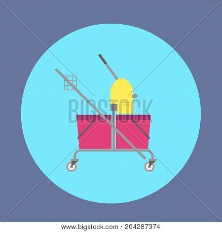 Cleaning service trolley. Vector icon of trolley for cleaning