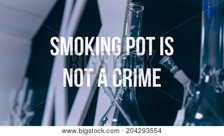 Glass Bongs For Smoking Pot Close-up Soft Focus.  Smoking Pot Is Not A Crime
