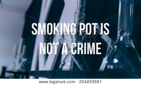 Glass Bongs For Smoking Pot Close-up Soft Focus.  Smoking Pot Is Not A Crime
