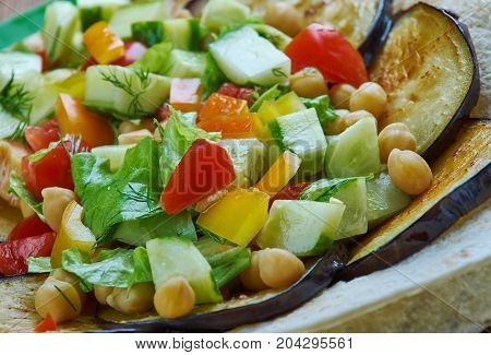 Mediterranean Chickpea Salad With Za’atar And Eggplant