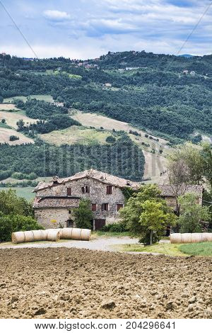 View of the Panaro valley (Modena Emilia Romagna Italy) at summer