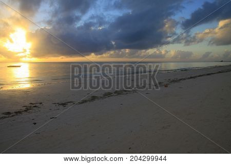Beauty of bright sunrise on Zanzibar island