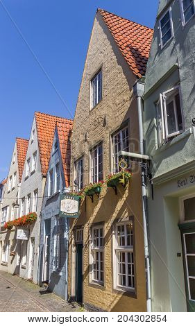 BREMEN, GERMANY - AUGUST 23, 2017: Colorful houses of the Schnoor district in Bremen, Germany