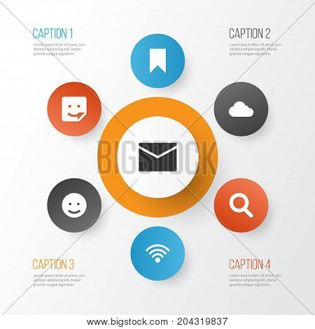 Social Icons Set. Collection Of Chat, Letter, Flag And Other Elements