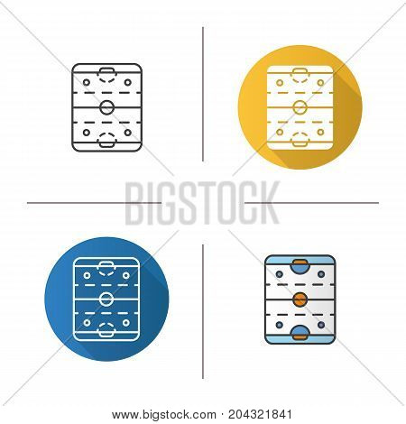 Ice hockey rink icon. Flat design, linear and color styles. Hockey stadium scheme. Isolated vector illustrations