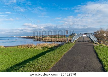 Footbridge over the River Doon on the Ayrshire coast.