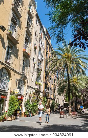 Old Streets Of The Gothic Quarter Of Barcelona, Catalonia.