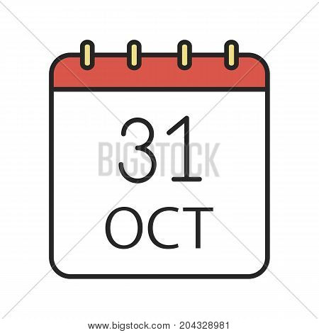 Halloween date color icon. World Savings Day. Thirty first of October. Isolated vector illustration