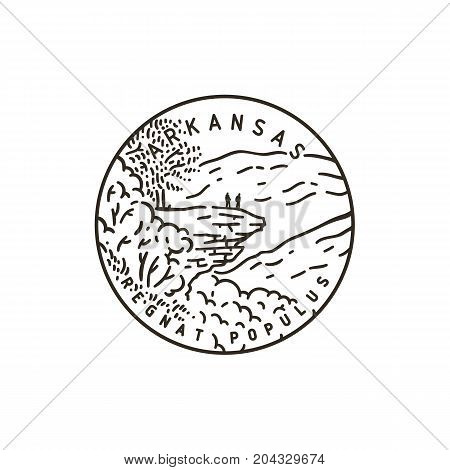 Vintage vector round label. Arkansas. Ozark national forest