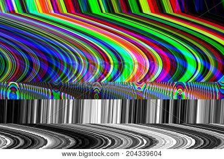 Glitch psychedelic background. Old TV screen error. Digital pixel noise abstract design. Broken pixels glitch. Television signal fail. Technical problem grunge wallpaper. Colorful noise rerto