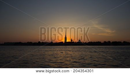 The Peter-Pavel`s fortress on the Neva River in Saint-Peterburg