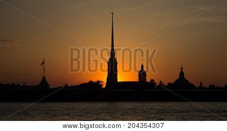 The Peter-Pavel`s fortress on the Neva River in Saint-Peterburg