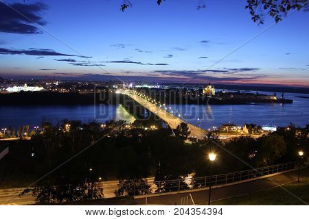 The bridge across the Oka river in the Nizhniy Novgorod