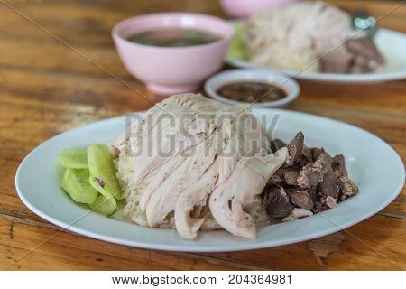 Rice Steamed With Chicken Soup At Street Food