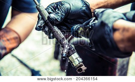 Cleaning Fuel Injection And Air Flow Car Engine