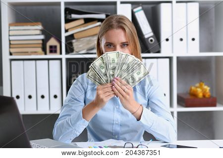 Beautiful Business Woman Portrait At Workplace.