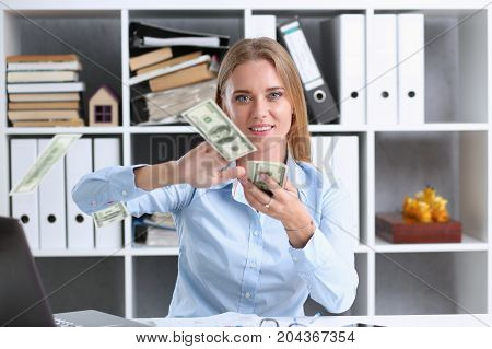 Beautiful Business Woman Portrait At Workplace.