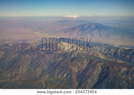 Aerial View Of San Gorgonio Mountain, View From Window Seat In An Airplane