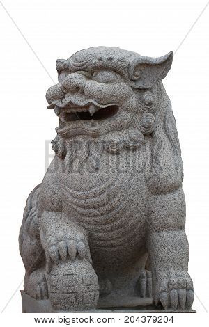 Ancient stone dragon horse statue in front of Chinese temple, luck health success pray hope sculpture, merit, background, graphic designer, wallpaper isolated on white background