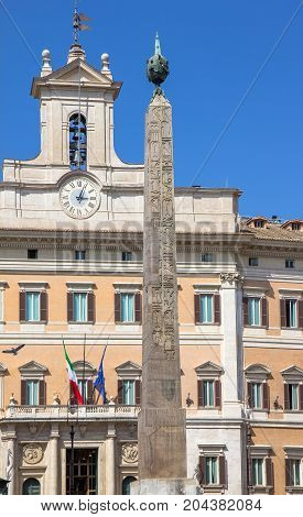 View Of The Obelisk Of Montecitorio Rome - Italy