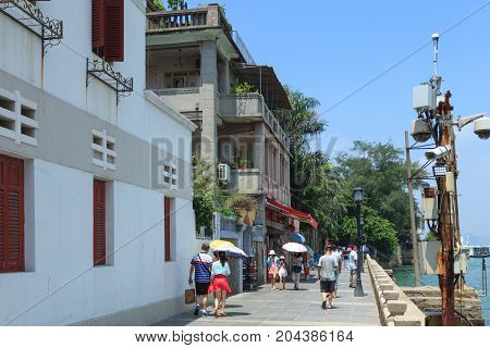 Tourists Walk At Gulangyu Islet Street